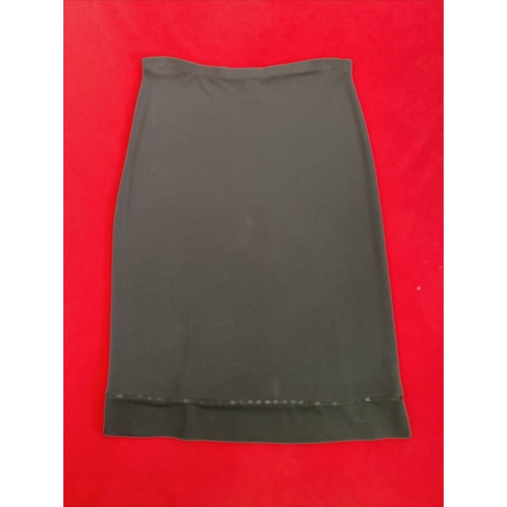 SLIM SKIRT Gap Black Rayon Blend Stretch Pencil Skirt Size M With Beading At Hem